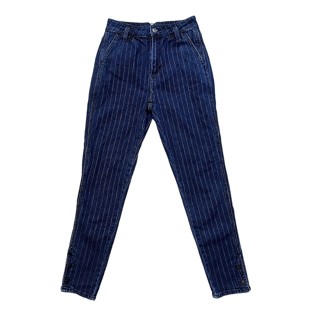 American Eagle Stretch Mom Jean Relaxed Pinstripe Pleated Hi-Rise 00